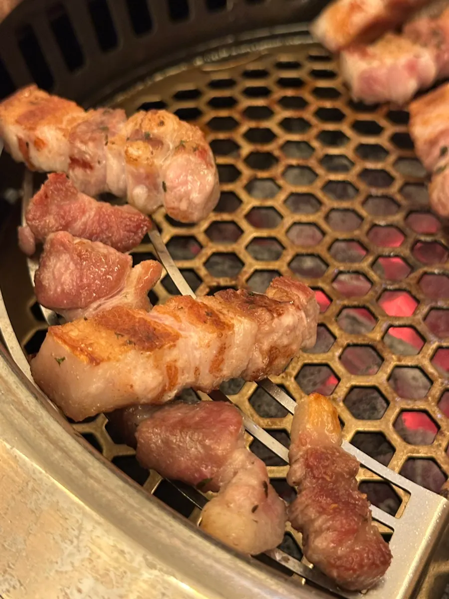 Meal prep at Gogikkun Kimchunbae Gangnam near Gangnam Station