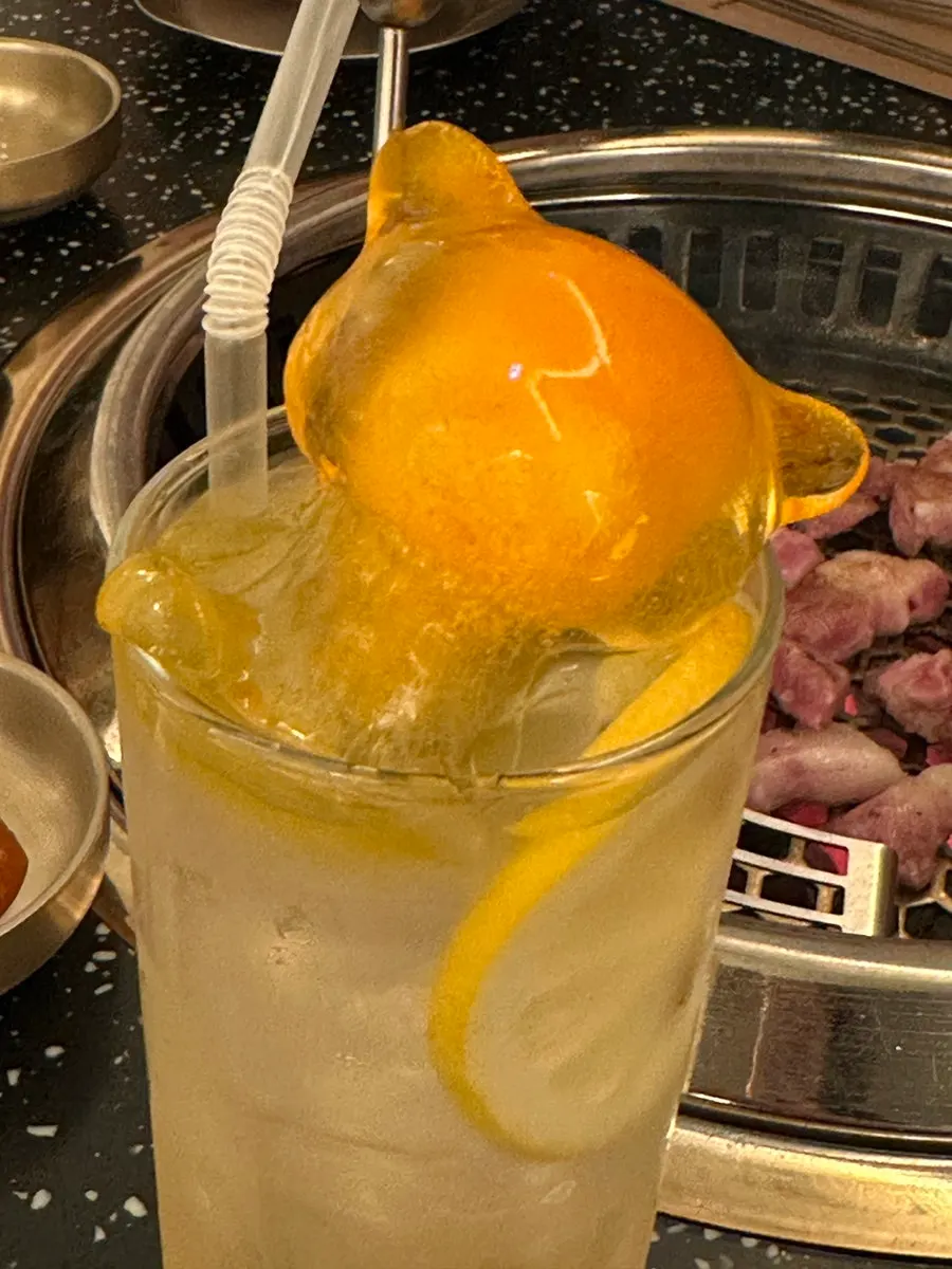 Yuzu highball at Gogikkun Kimchunbae Gangnam