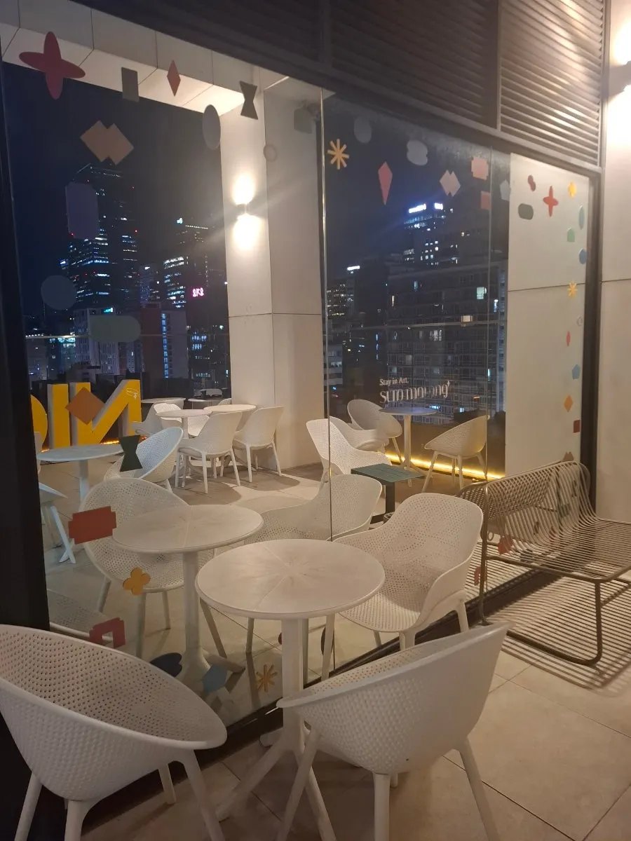 Gangnam night skyline seen from the rooftop