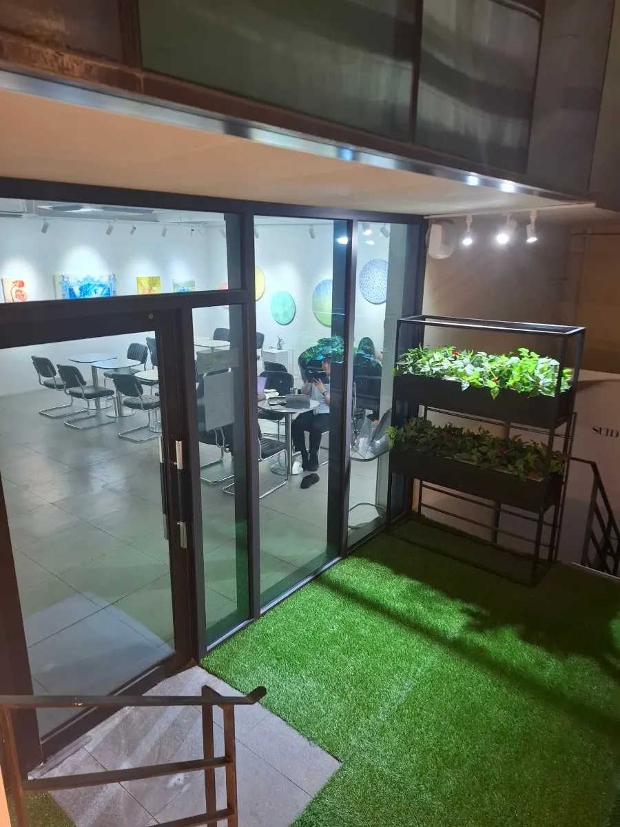 Interior of the basement café space