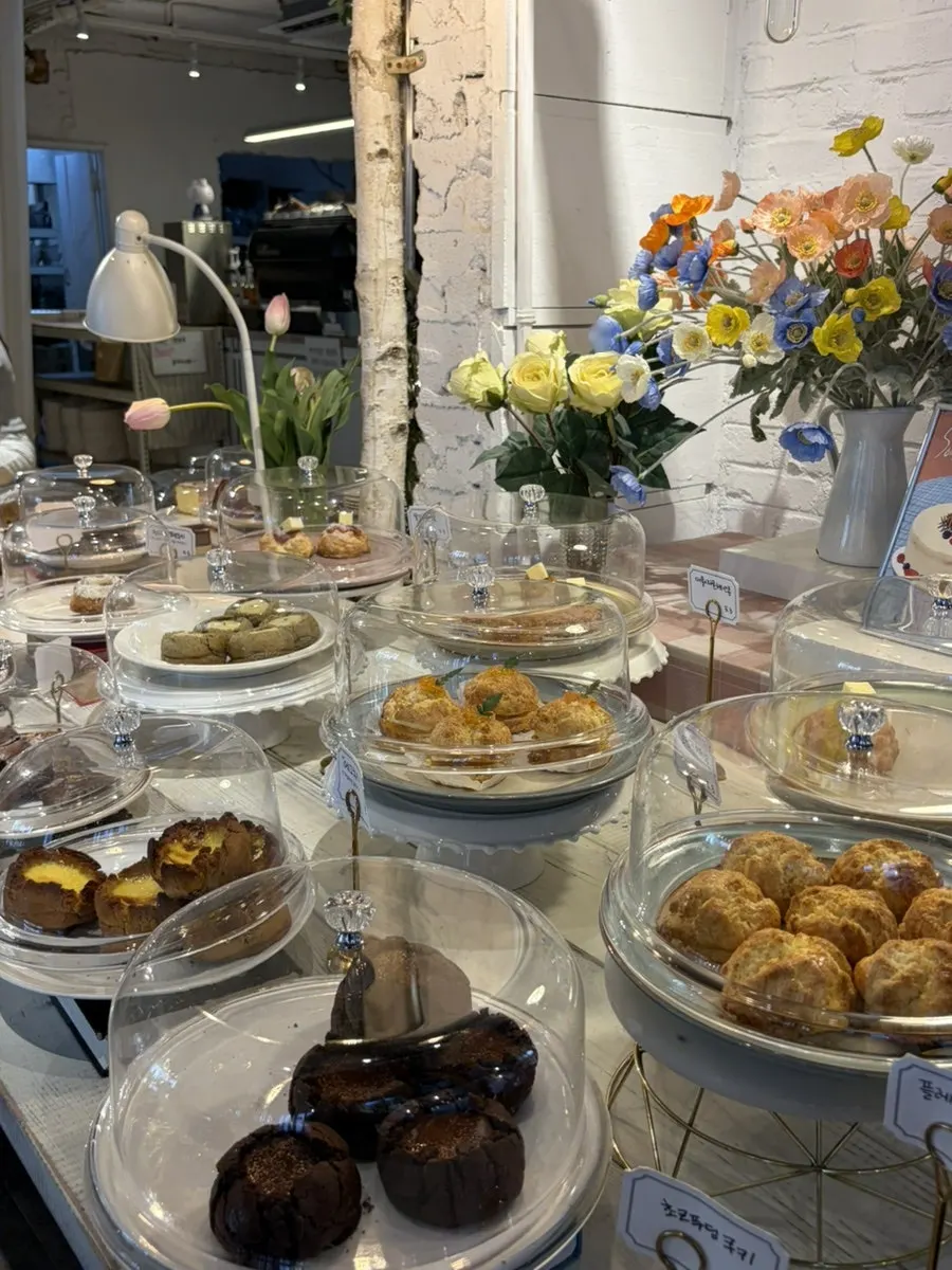Display case filled with baked goods