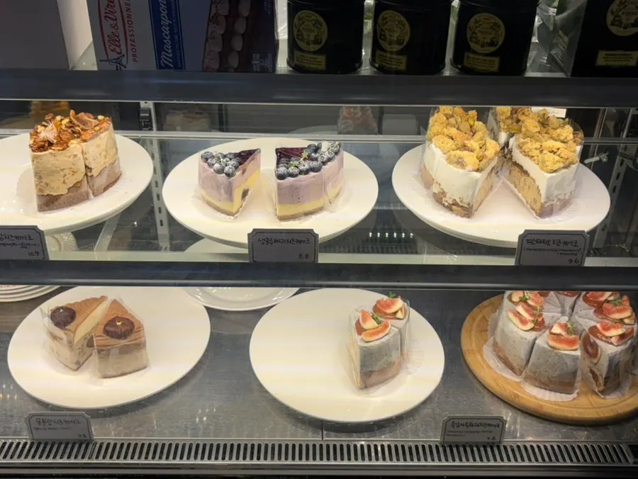 Dessert display case with financiers and cookies