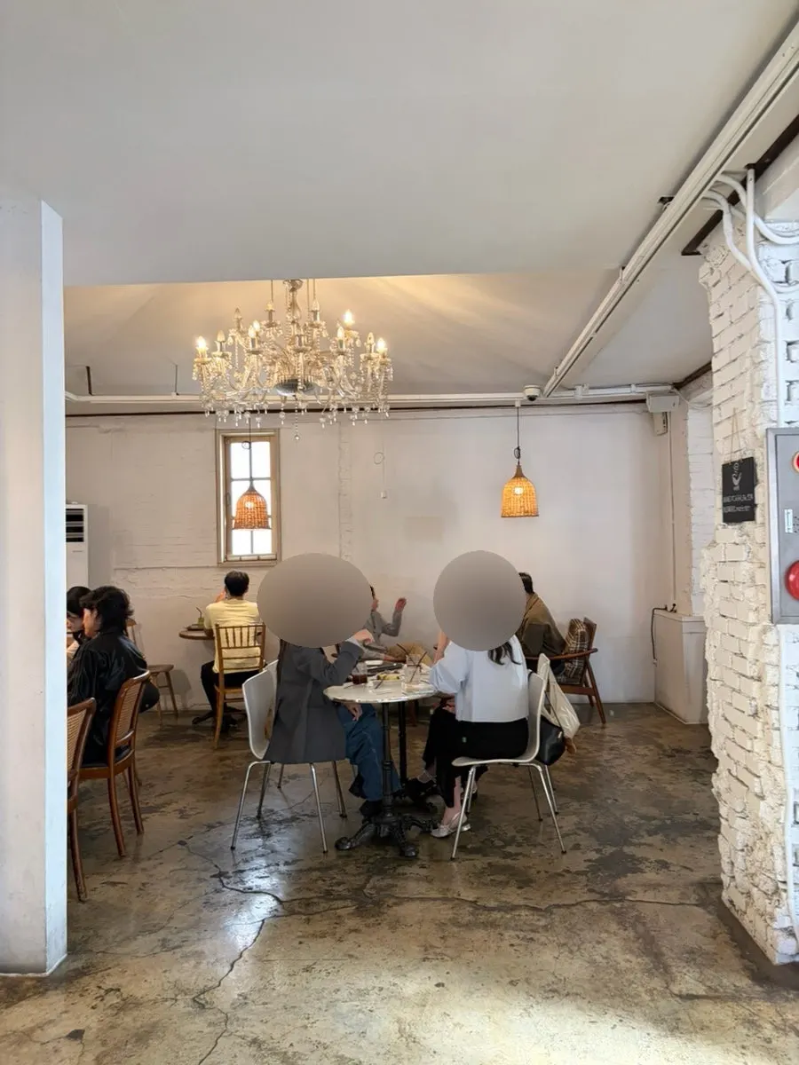 Tables arranged in the spacious main hall