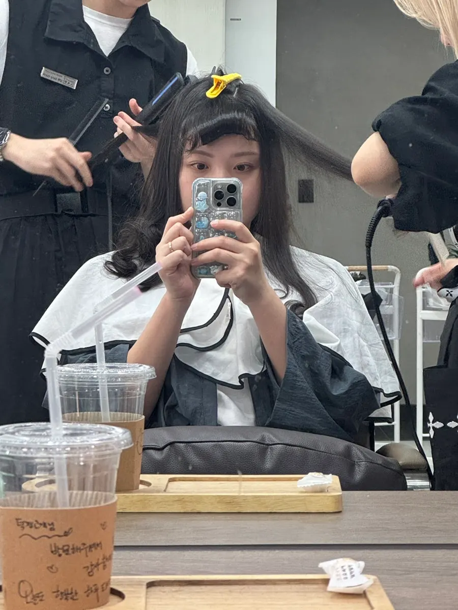 작은 롯드로 말은 펌 과정