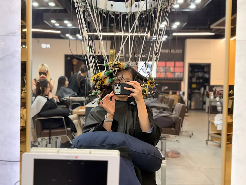 Protein treatment and recovery magic straightening in progress