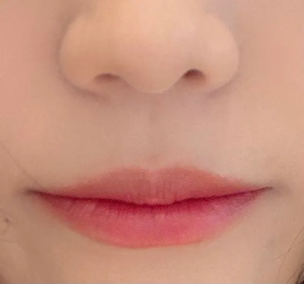 Lip color the day after the procedure with nothing applied on top