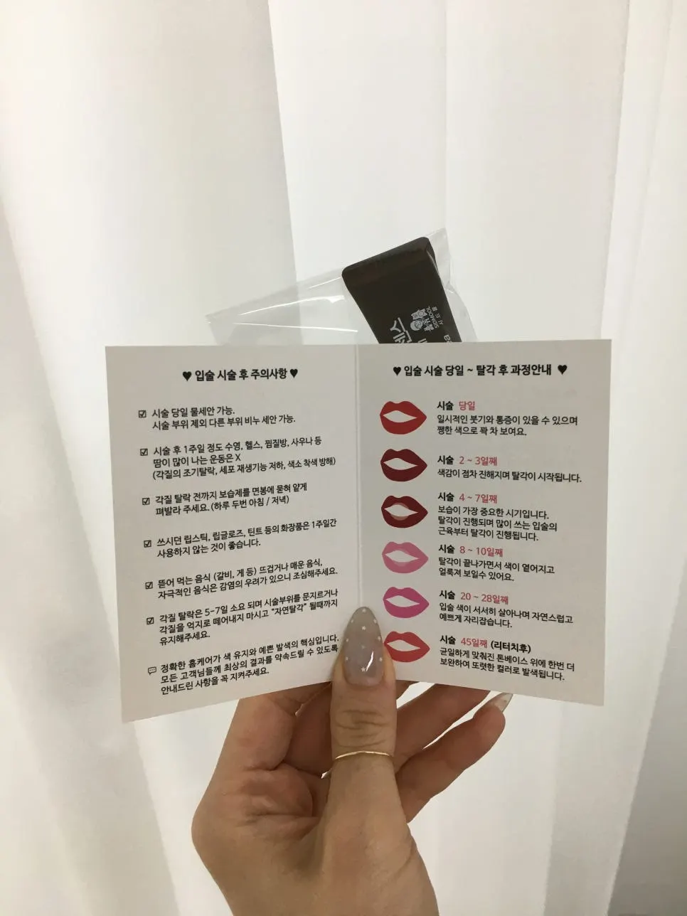Inside of the retouch card explaining the procedure process