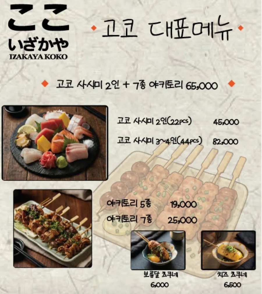 居酒屋Goko的菜单构成