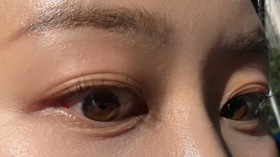 Close-up of lashes lifted right after the lash lift