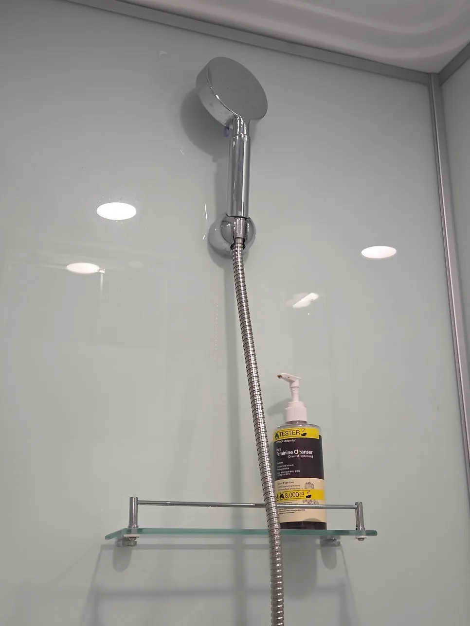 Private shower space inside the room