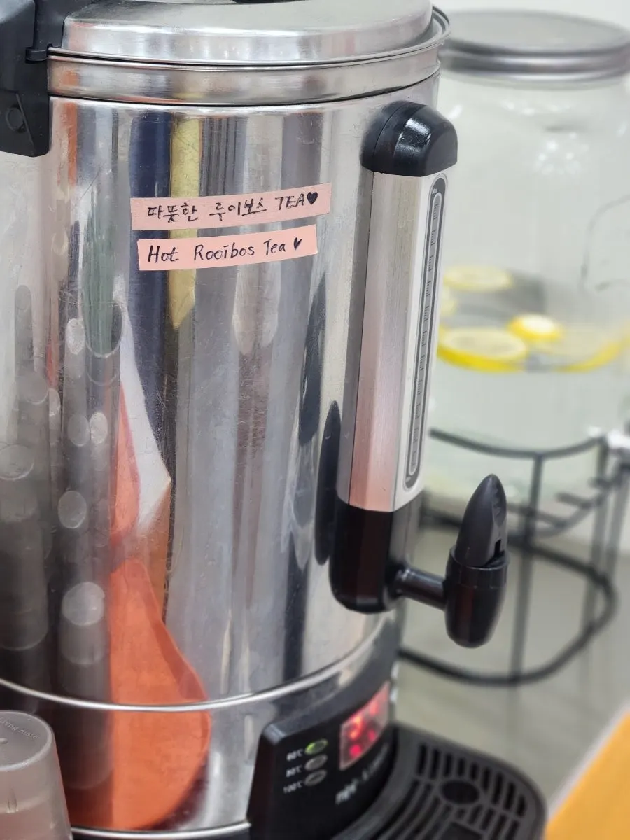 Hot rooibos tea prepared at the store