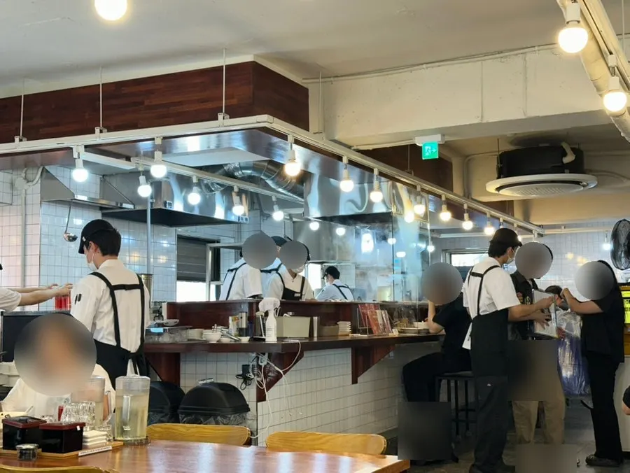 Dining area with wide spacing between tables
