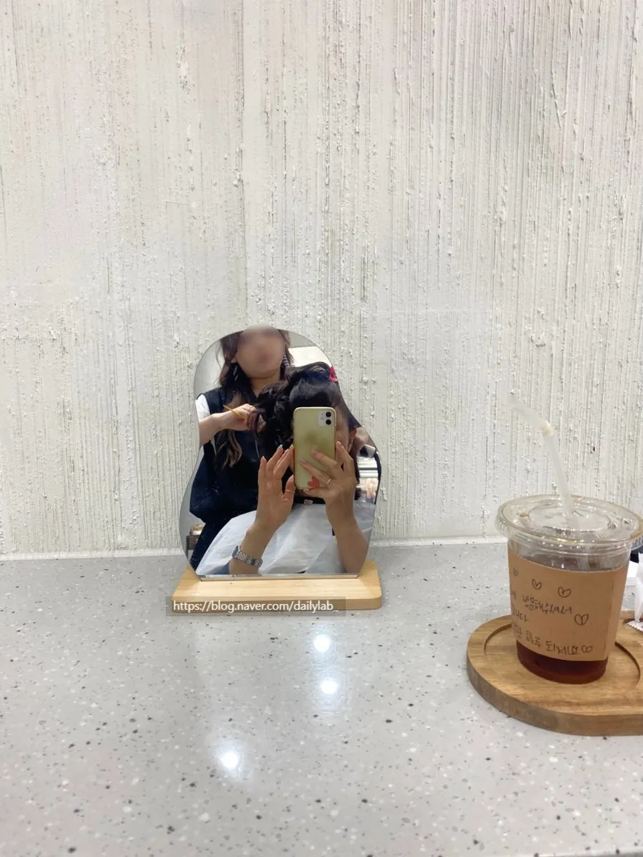 볼륨매직과 디지털펌 열 작업 진행 모습