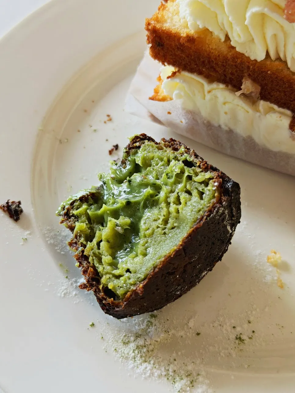 Lemon madeleine and matcha canelé