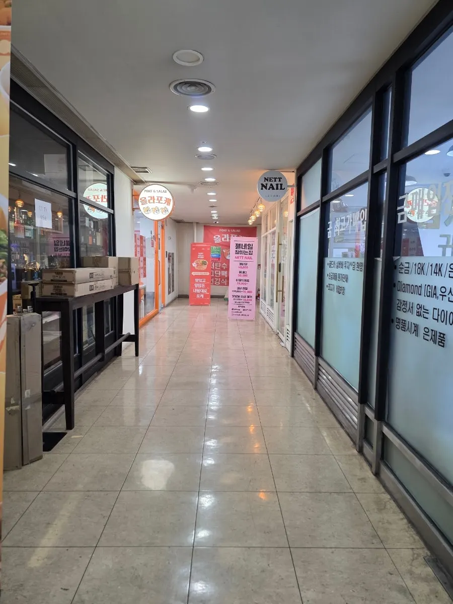 Directions sign for the basement floor shops