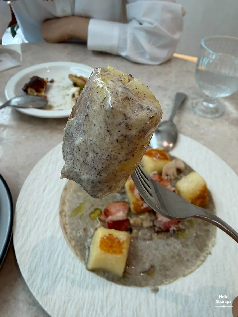 Thick, seared truffle gnocchi