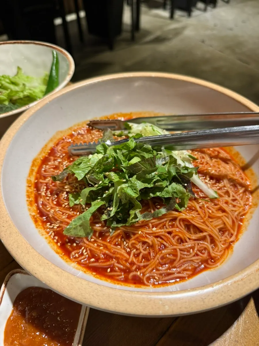 A bowl of the bibim guksu side dish
