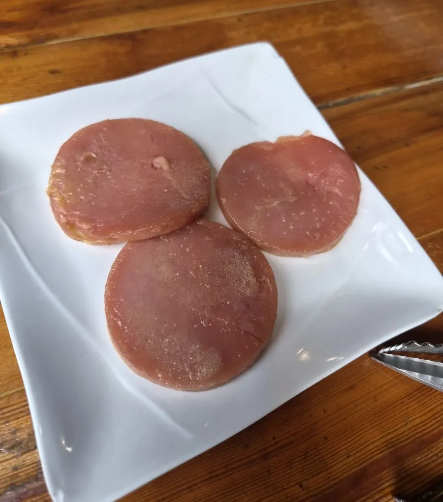 Old-style sausage side dish at Bongu Hwarro