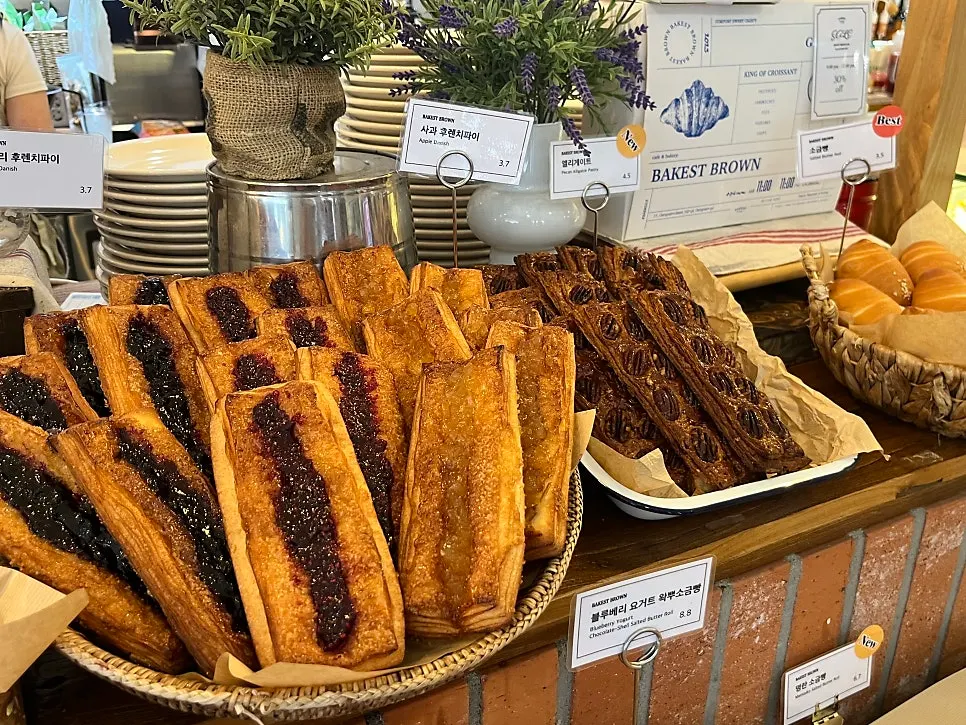 Long french pie on display