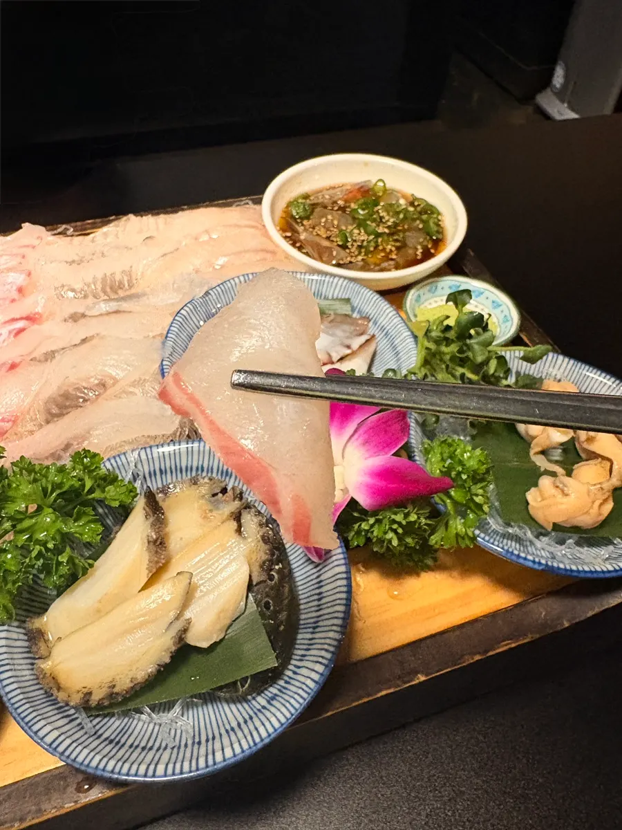 Fresh assorted sashimi with a glossy sheen