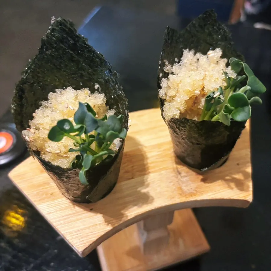 Crispy shrimp tempura and maki