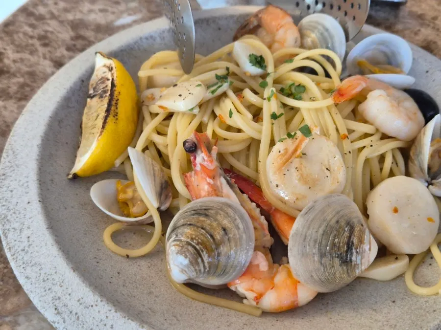 Wine and meal dishes