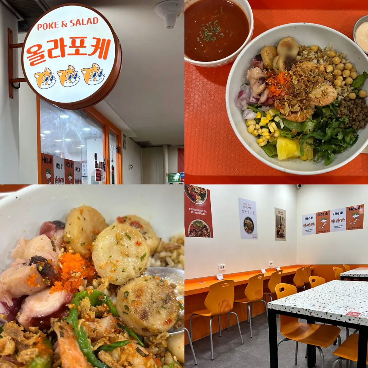 Set de poke de mariscos con ración generosa en Ola Poke Gangnam