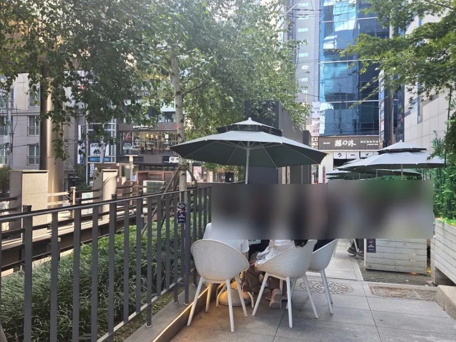 1st floor parasol terrace seating at Selected Nicks
