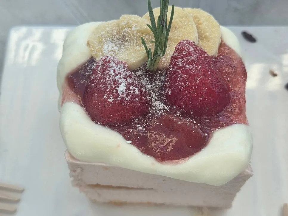 Strawberry tiramisu on a tray
