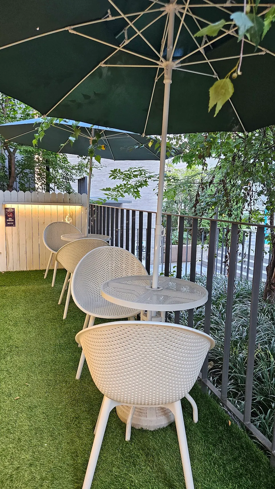 Rooftop café scene with a photo taken while catching some air