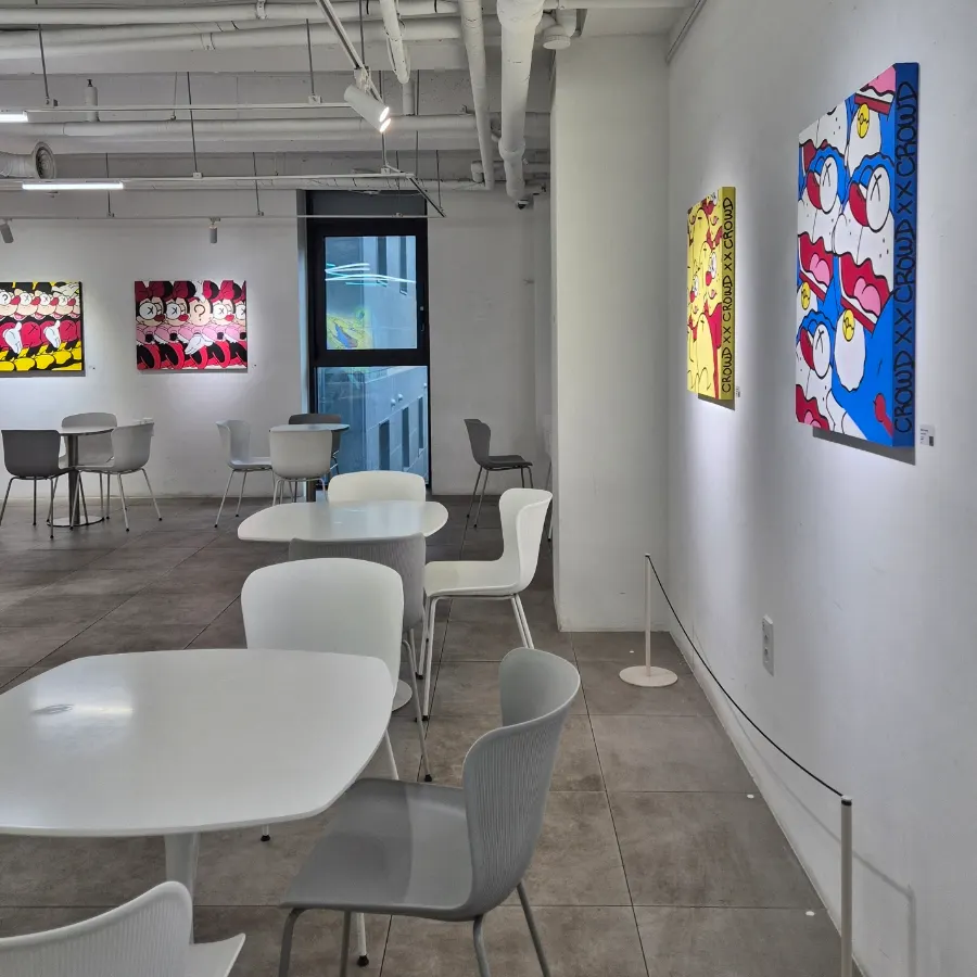 Space in front of the basement 1 art display at Selected Nicks
