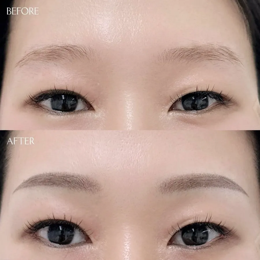 반영구 눈썹문신 시술 완료 후 아치형 눈썹