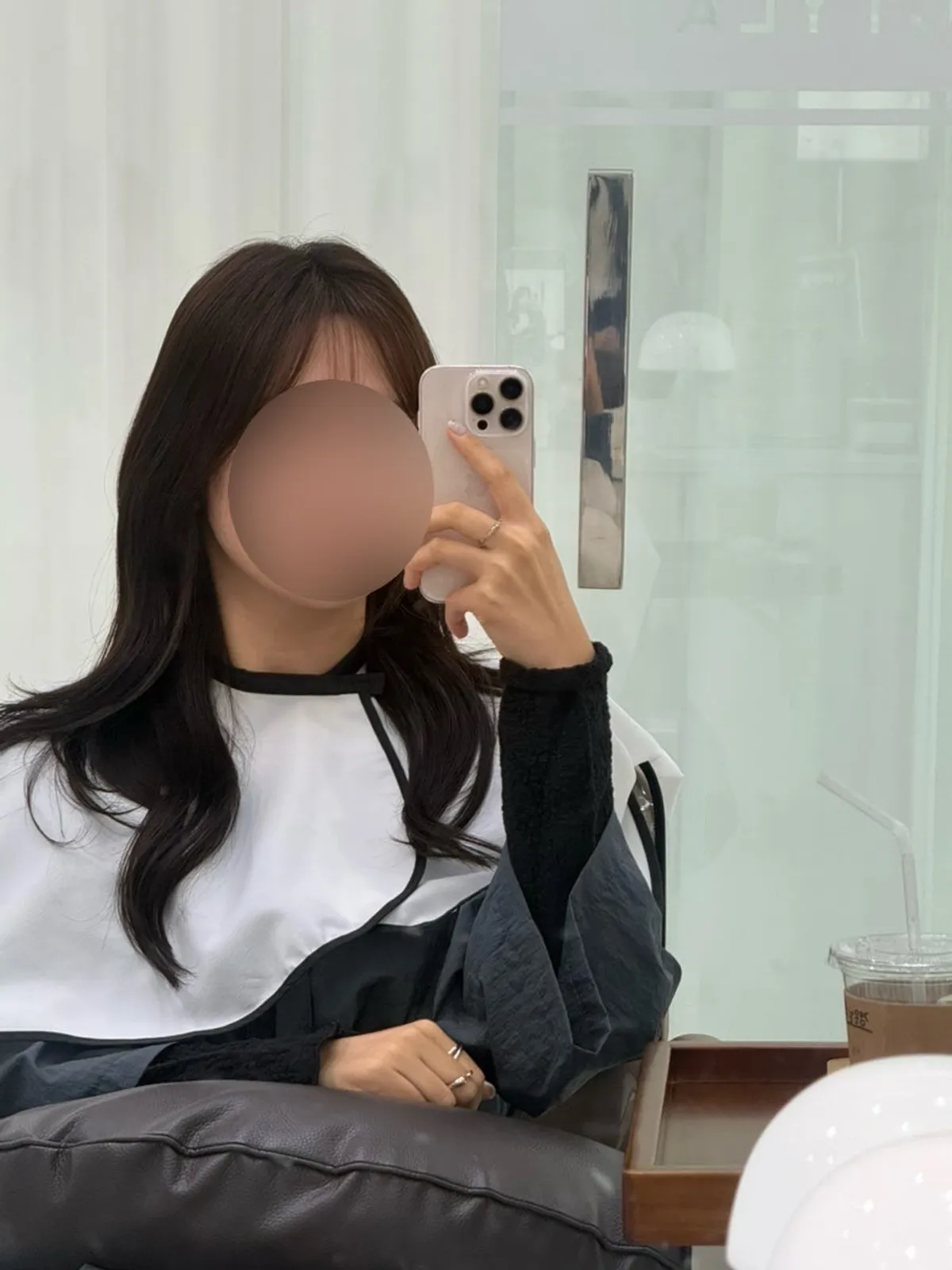 Hair settled and smooth after the mask step