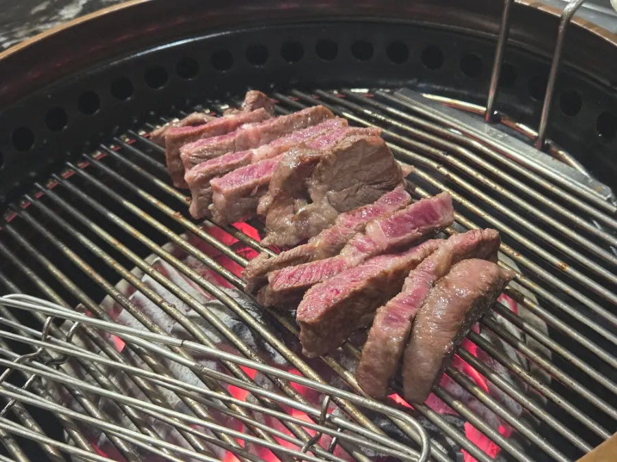 Grilled hanwoo chadolbagi said to melt in your mouth