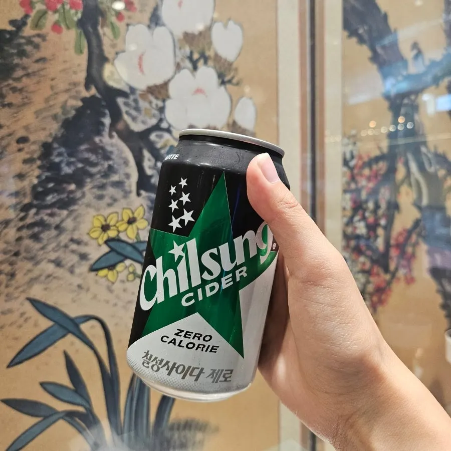Can of Chilsung Cider Zero enjoyed with the pork belly set