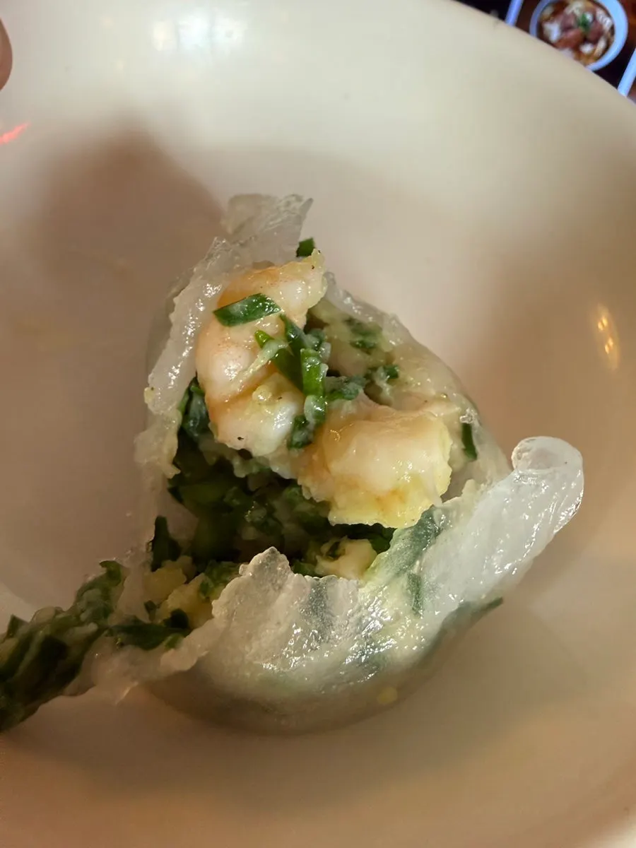 Shumai topped with flying fish roe