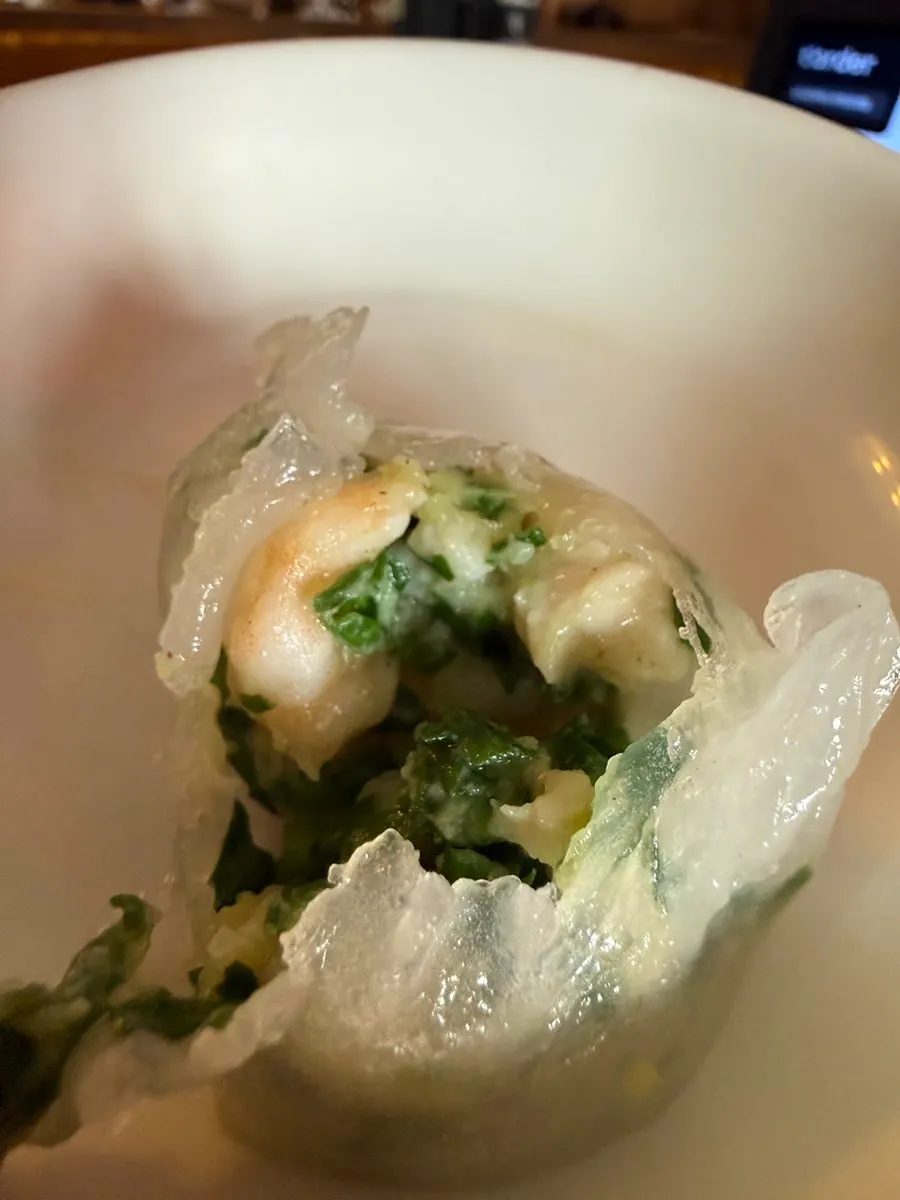 Cross-section of shumai with roe topping