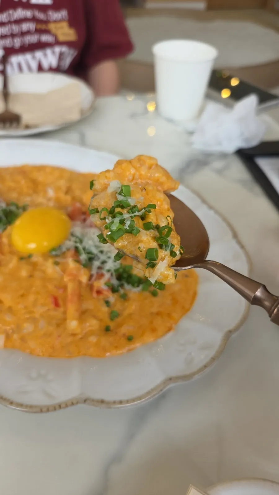 A spoonful scooped up from the Crab Spicy Risotto