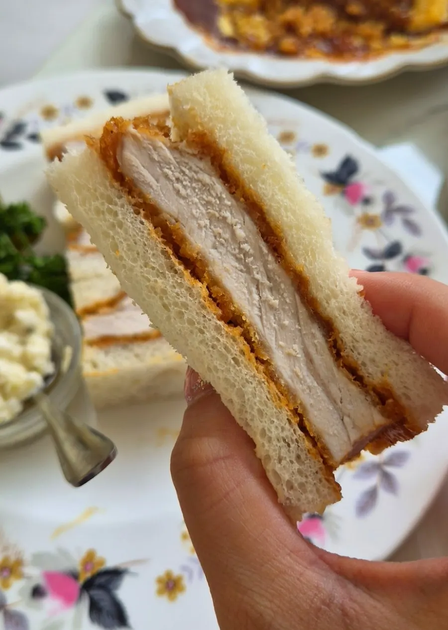 Katsu sando with a thick pork cutlet