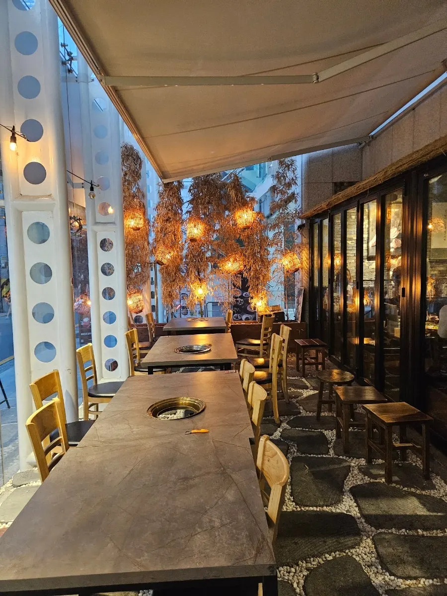 Vertical shot of the restaurant's interior design