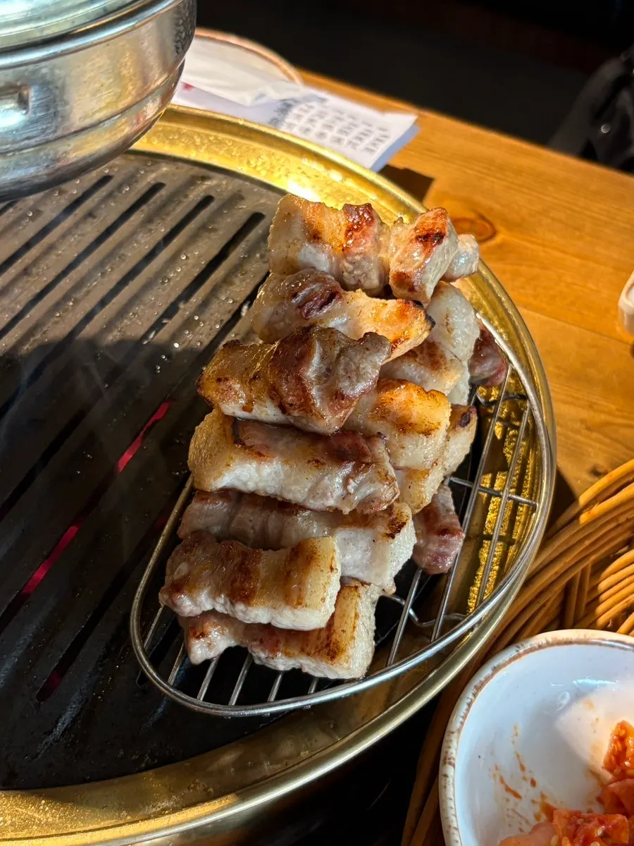 Pork belly served with basic side dishes