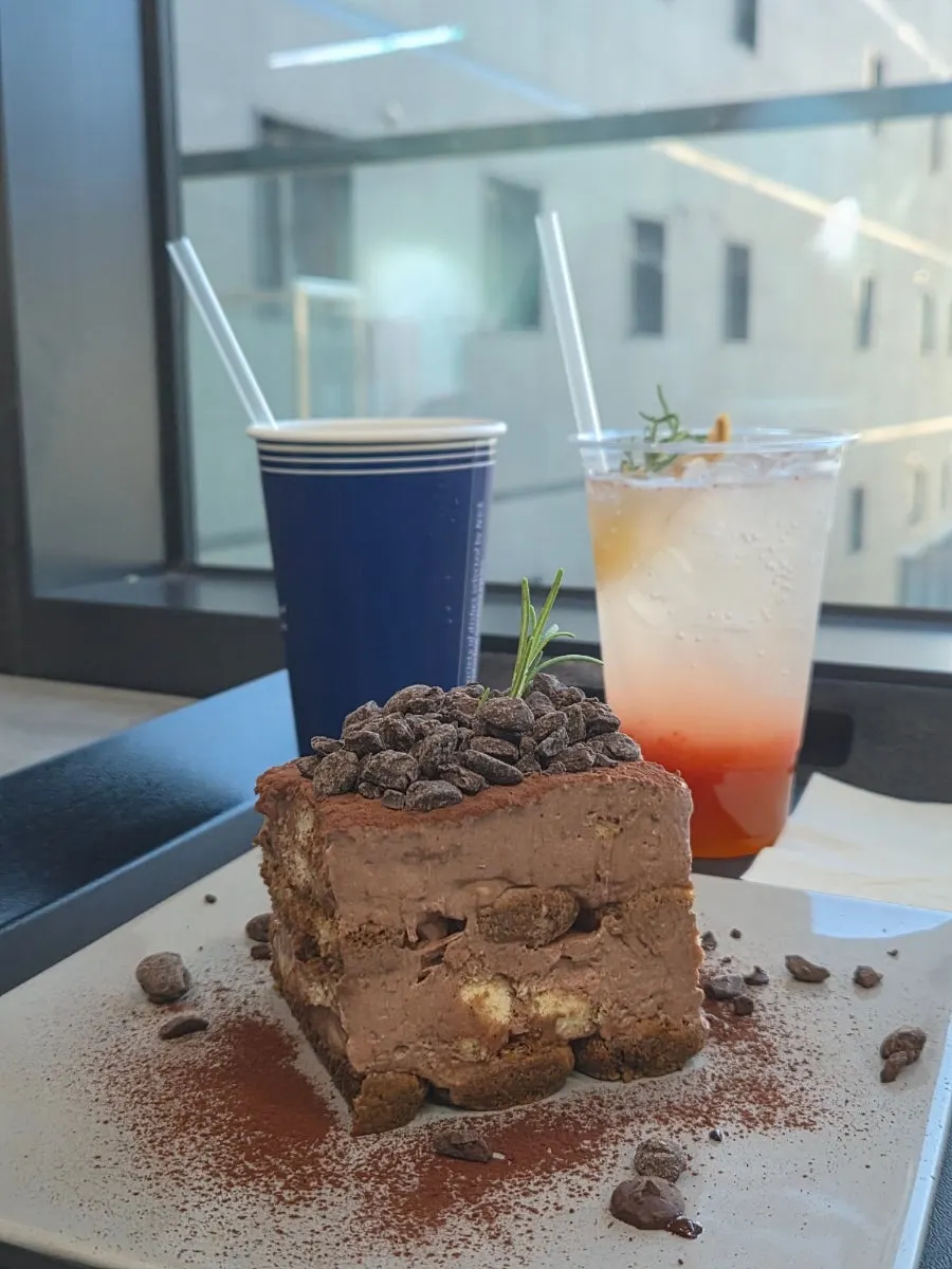 Iced americano and tropical mango ade