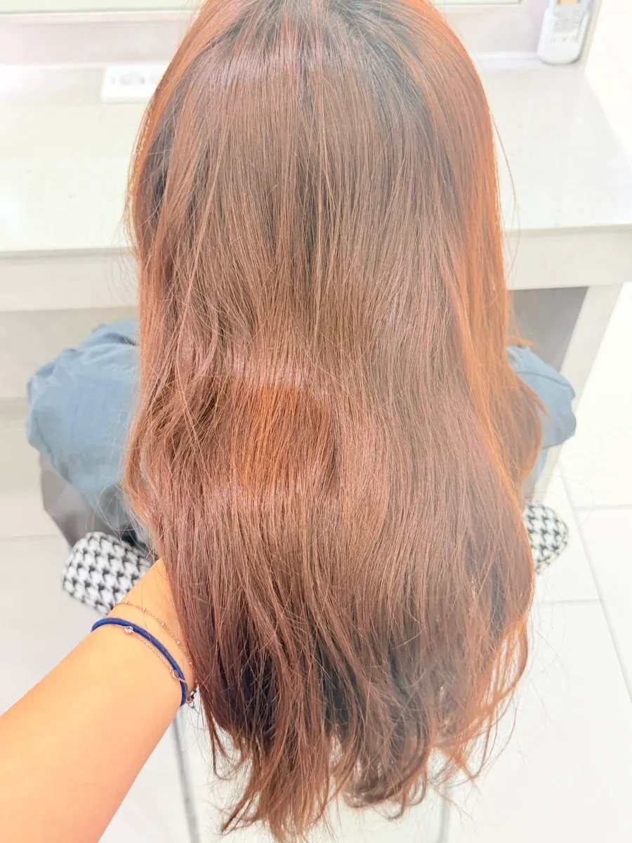 Brown hair that had gone brassy before the dye