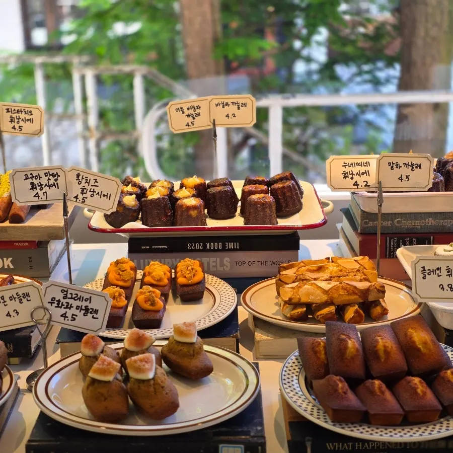 Dessert display case by the window