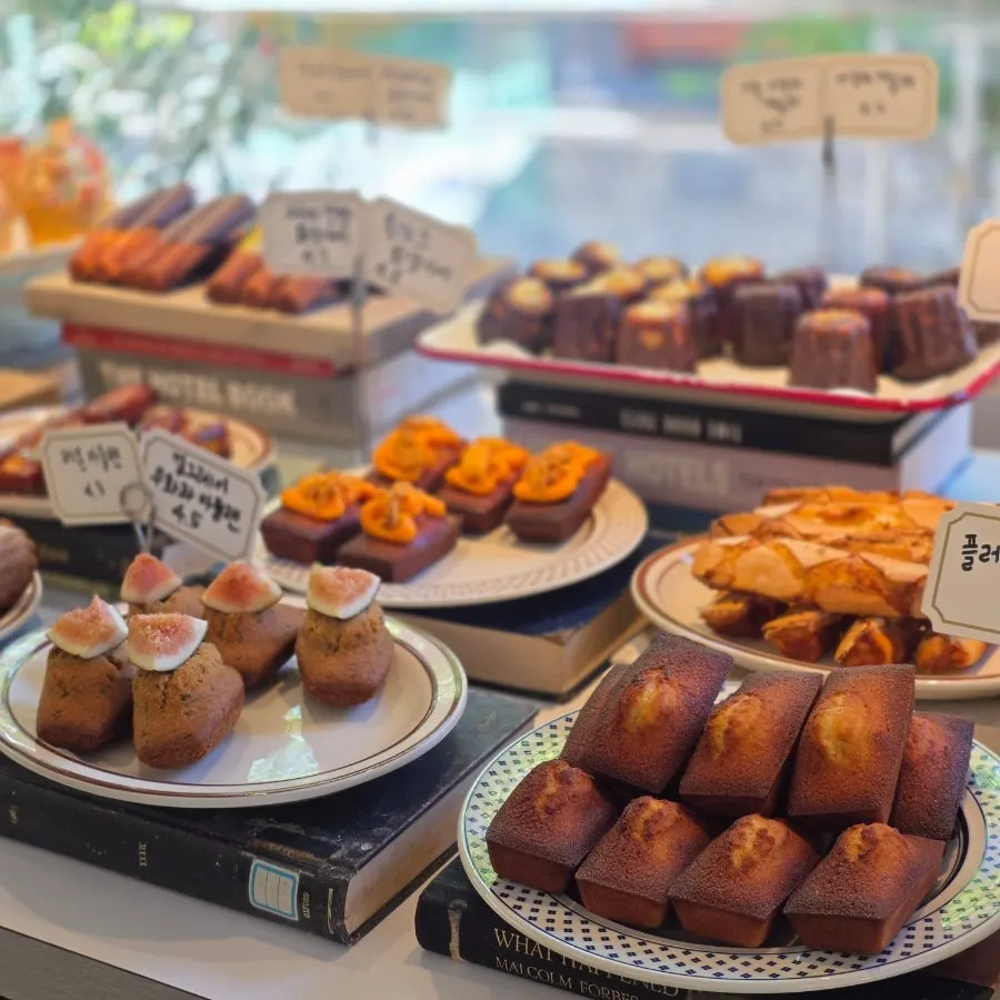 Display of bite-sized baked desserts