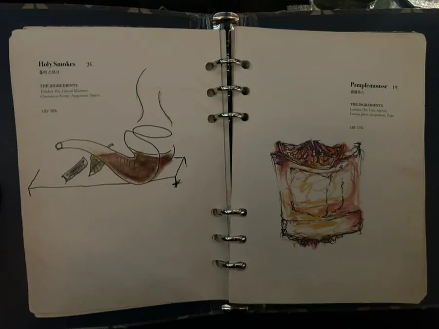 Page of Ugly's whiskey and gin menu