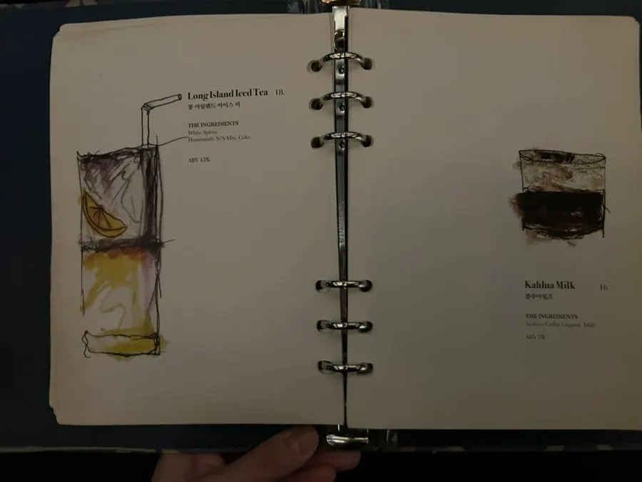 Page of liquor types on Ugly's menu