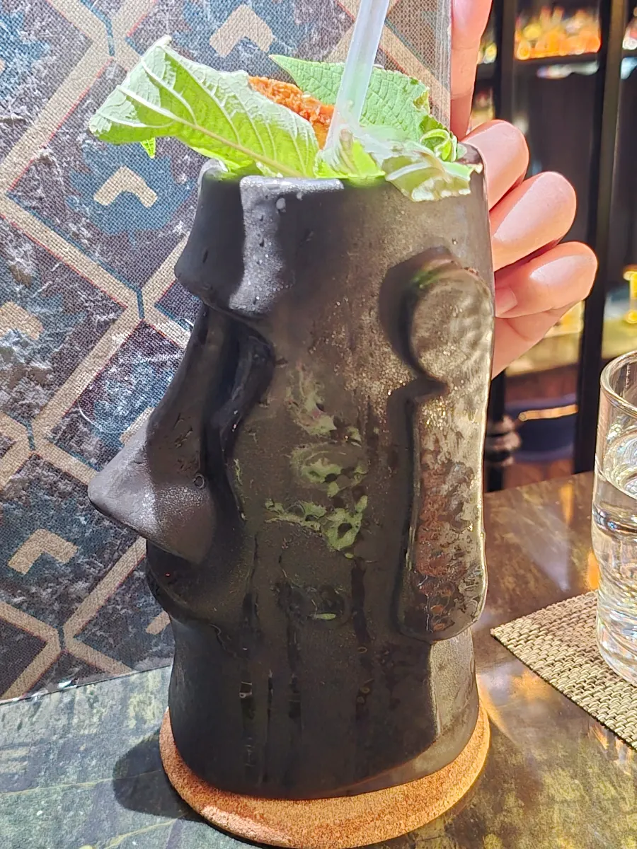 The high nose of the Moai statue glass
