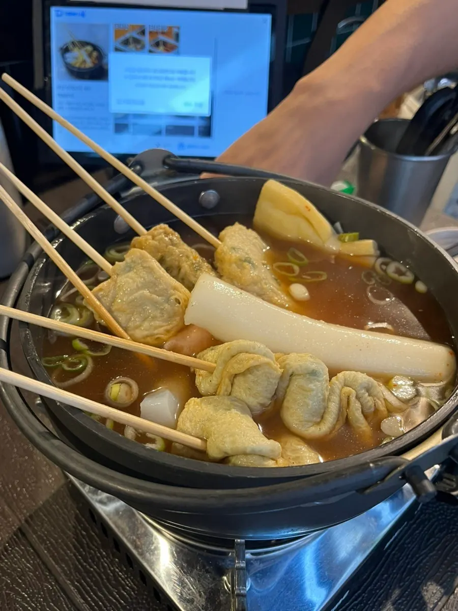Spicy oden soup placed on a burner