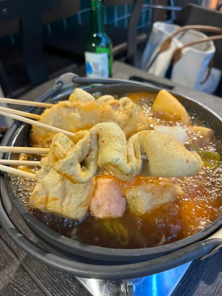Close-up of the spicy oden soup broth